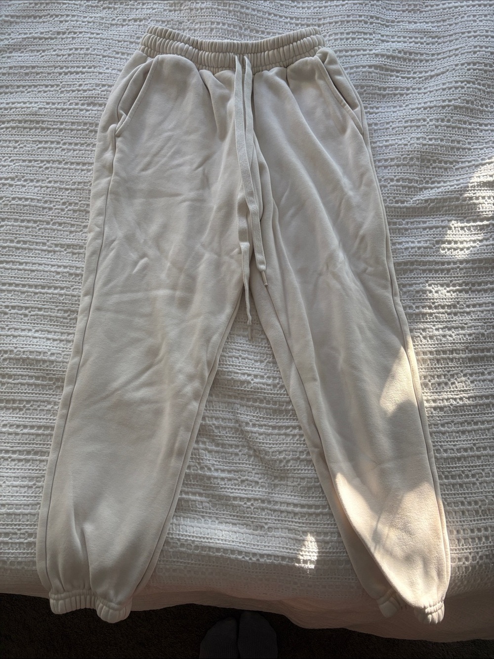 Fabletics Neutral Jogger Set - Cream & Light Gray - Picture 2 of 5